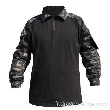 Black Multicam Combat Shirt Elbow Pads Tactical Jersey